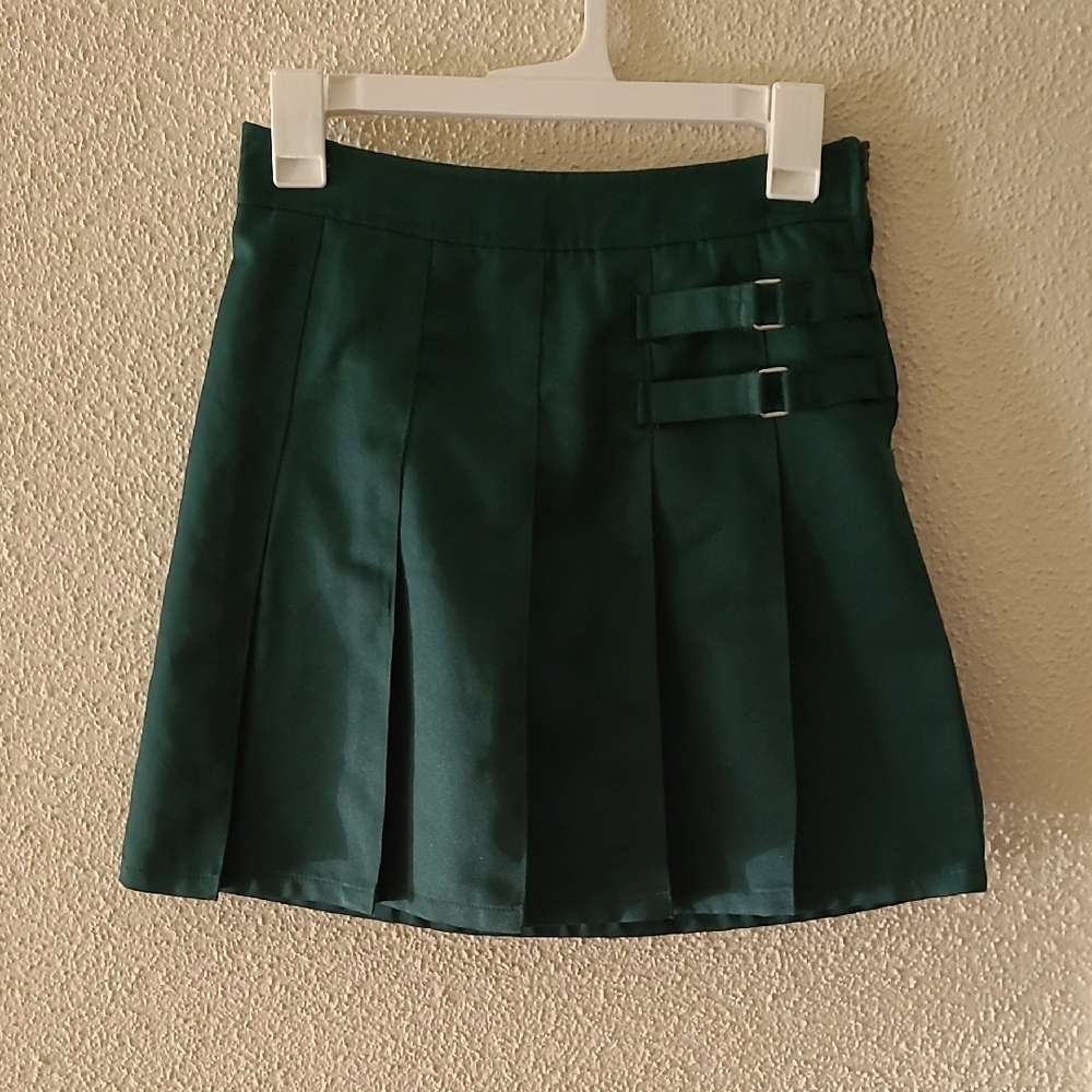 French Toast Green Pleated Skirt